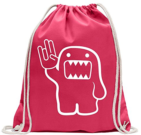 Kiwistar - Turnbeutel - pink - Domo Shocker - Fun Rucksack Sport Beutel Gymsack Baumwolle mit Ziehgurt