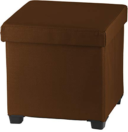 Multi-Purpose Folding Storage Ottoman - Foot Rest Stool, Brown, 38cm, Indoor & Outdoor, Max Load 150kg
