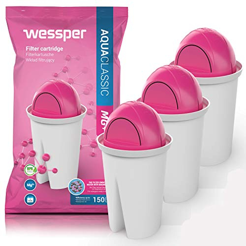 Wessper AquaClassic Water Filter Cartridges Magnesium | Replacement for Aquaphor Standard, Brita Classic, Dafi Classic Filter | Pack of 3