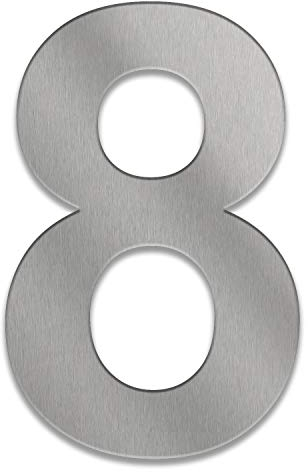 ZALAFINO Hausnummer aus Edelstahl in anthrazit/schwarz / DB703 / Edelstahl natur 0-9 und a-f - Größe konfigurierbar (30 cm, 8)