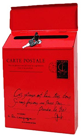 Colorful Metal Wall Mounted Post Mailbox, Vintage Retro Wall Mount Mailbox Wasserdicht Mail Box Post 30×23×6cm (Rot)