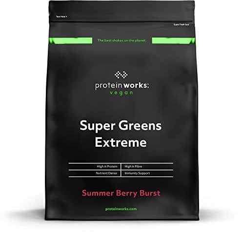 Protein Works - Super Greens Extreme, 150+ Health Benefits, Summer Berry Burst, Vegan, 41 Active Ingredients, No Added Sugar, 20 Servings, 250g
