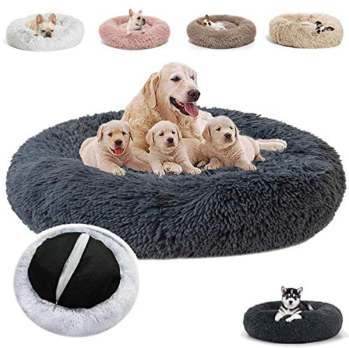 JRUI Hundebett Orthopädisch für Mittelgroße Hunde, Waschbar Katzenbett Hundekissen, Rund Plüsch Hundesofa Hundekörbchen Katzenkissen Flauschig