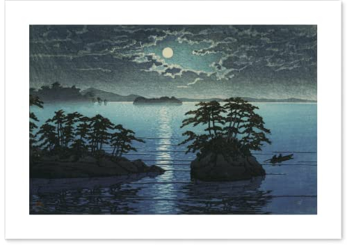【Hergestellt in Japan】 Poster Japanische Malerei Hasui Kawase Mondaufgang bei Futago, Matsushima, 41,7 x 29,5 cm (A3), Druck auf einem dicken Blatt Papier, Malerei, Wandkunst.
