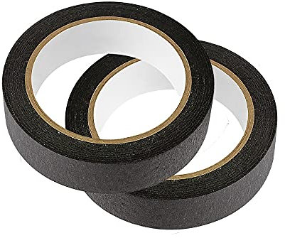 2 Rollen Abdeckband, 20 m Länge, strukturiertes Papierband, beschreibbares Malerband, Klebeband zum Malen, Basteln, Dekoration (15 mm, schwarz)