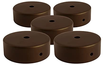 AMARCORDS - 5 Rosoni Lampadario in metallo, coprifili per lampada completo di accessori fermacavo viti e staffa da soffitto. Diametro 77mm altezza 26mm colore CORTEN