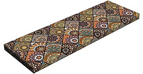 ABAKUHAUS marokkanisch Bankpolster, Retro Checkered, Schaumkissen mit dekorativem Stoffbezug, 38 cm x 116 cm, Mehrfarbig
