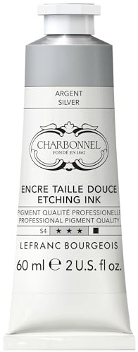 Charbonnel Kupferdruckfarben, hochpigmentierte Tiefdruckfarbe, ausgezeichnete Lichtechtheit, Vegan, lebendige Farben, alterungsbeständig, 60ml Tube - Silber
