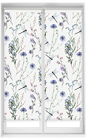 Blindecor Duo Relax Rollo mit 2 Stück, transparent, ohne Bohren, Easy Fix, Digitaldruck, Modell Dragonfly, 55 x 150 cm (B x H), Stoffgröße 52 x 145 cm