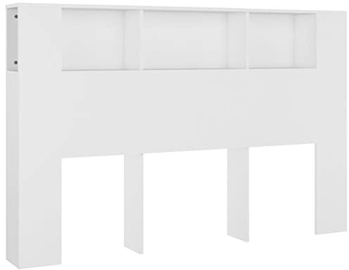 vidaXL Bett Kopfteil mit Ablagen Kopfteil-Regal Wand-Kopfteil Bücherregal-Kopfteil Betthaupt Bettkopfteil Schlafzimmer Weiß 160x18,5x104,5cm