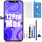 ZOETEC Screen Replacement For iPhone 12 Pro Max, 6.7 LCD Full HD Retina Display COF Touch Screen Digitizer Frame Assembly with Repair Tool Kits, Waterproof Adhesive, Tempered Glass
