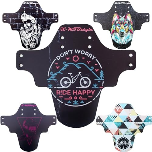 XMTBSTYLE Parafango Frontale per Mountain Bike, MTB, Strada, Compatibile con Bici con Ruote da 26, 27.5 e 29, per Enduro, e-Bike, DH, XC, Freeride e Ciclismo (Happy)