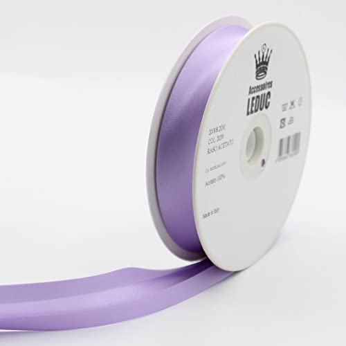 Leduc Satin-Schrägband, 20 m, 30 Farben, für Doppelnähte, 8 + 20 + 8 mm, 100 % Acetat, italienische Qualität, 2039, Flieder