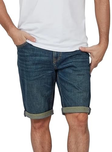 TOM TAILOR Jeans Shorts Herren Stretch Kurz Regular Slim Fit Josh | Kurze Hosen Bermuda Shorts Sommer Denim Einfarbig Blau Schwarz 30 31 32 33 34 36 38 40 42