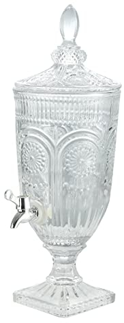 SYALEO Fria Dispensador de Bebidas frías heladas con Grifo Dispensador de Bebidas de Cristal Contenedor de Jugo de Vidrio para encimera de refrigerador para té frío de Limonada Garrafa de Agua