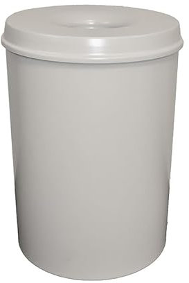 PROREGAL Selbstlöschender Papierkorb & Abfallsammler aus Metall | 30 Liter, HxØ 47x33,5cm | Grau