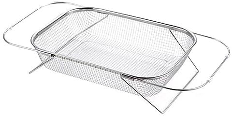 CUSROS Cesta escurridora de fregadero de acero inoxidable, colador sobre el fregadero, escurridor de platos, estante extensible para secar platos, cesta de drenaje de filtro para frutas, Vege L
