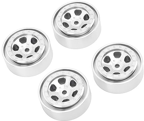 Felgennaben, 4 Stück, Hochfest, 6 Löcher, Verbesserte Balance, 1,3 Zoll, Felgen, Lichtbeständig, für TRX4M 1/18 RC Crawler (Silber)