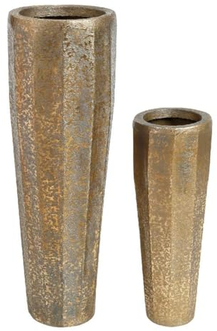 PTMD Pot de Fleur Adiane - 36x36x104 cm - Aluminium - Laiton