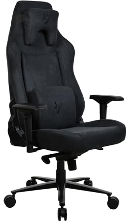 Arozzi Vernazza XL Supersoft Upholstery Material has a Unique Velvety Texture That is Fluid-Repellant and Breathable with Memory Foam Lumbar Support 4D Armrest for Office and Gaming Chair - PureBlack