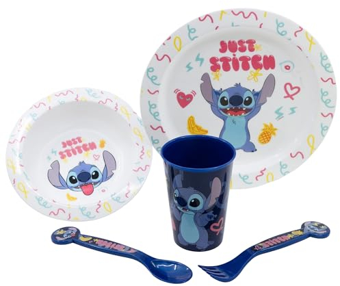Set de 5 aliments pour bébés Disney Stitich, en plastique sans BPA, lavable et réutilisable, adapté au micro-ondes et au lave-vaisselle