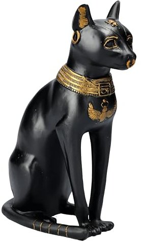 Bastet Figur in Katzenform - Ägyptische Göttin - Kunststein (Polyresin), Schwarz-Gold, 21 cm, Katzen-Göttin