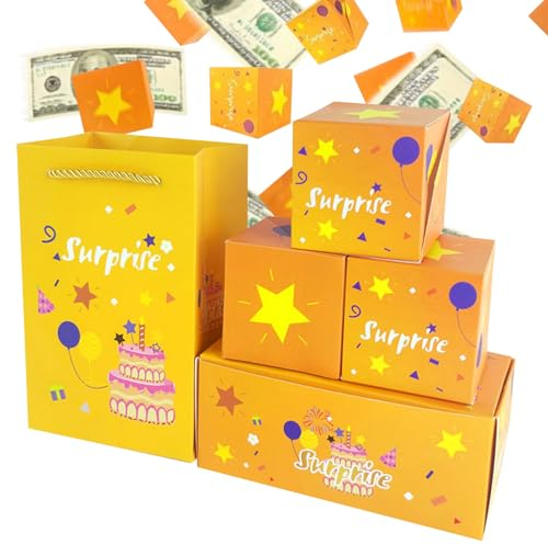 Explosion Geschenkbox 1 Set 16 Bounces Gift Box für Geld Überraschung Geschenkbox Explosion Happy Birthday Überraschungs Geschenkbox mit Geschenktüte verdickte Papier Explosionsbox für Geburtstagsfei