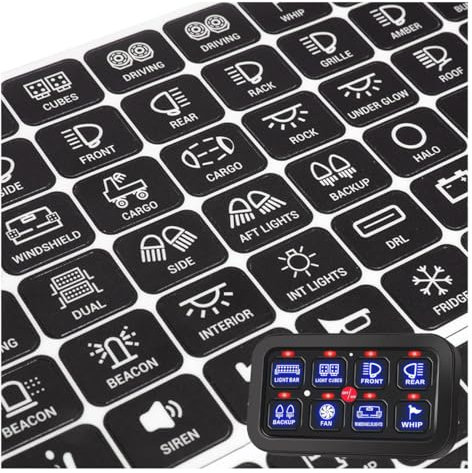 120 adesivi per pannello interruttori auto, kit di etichette adesive per interruttori AR-800, BA80, GA80, GB80, BB80, BB80, BC60, GC60, adesivi di testo per cruscotto auto, barca, camper, camion