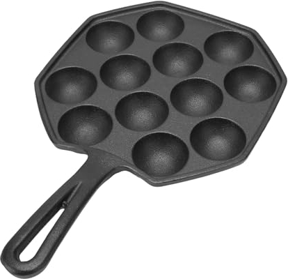 HOHXFYP Padella Aebleskiver, Padella Ebelskiver in Ghisa 12 Griglie, Padella Takoyaki Antiaderente, Mini Pancake Ripieni a Riscaldamento Rapido Padella Takoyaki per Ripieni Danesi