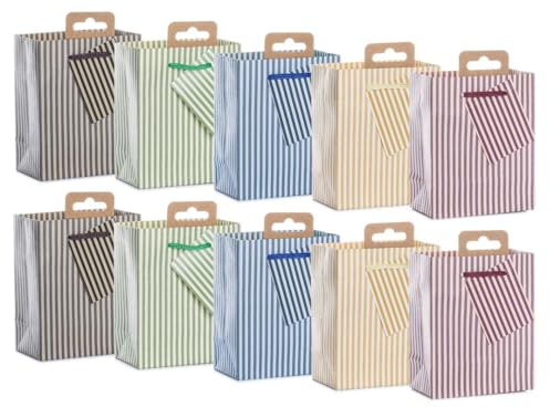 Laro Premium-Line Kleine Geschenktaschen Geschenktüten 10-100 Stk Mini Streifen, Anzahl:10, Muster Tüten:Mini Streifen