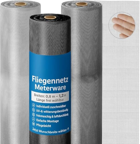 ONPIRA® Fliegennetz Meterware Edelstahl Schwarz 80 cm | Rostfrei & Katzensicher Insektenschutz für Fenster & Türen – Reißfestes Edelstahlgitter in Schwarz Zuschneidbar & wetterfest