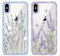 Foonary 2 Pack Clear Flower Set Suitable for iPhone X/XS Transparent 5.8, Phone Case With Lavender Beautiful Fun Aesthetic Pattern Cover, Soft TPU Silicone Shockproof Protective Box