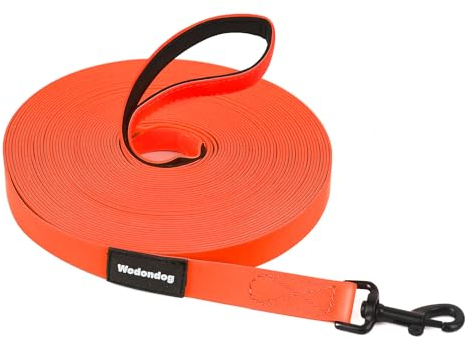 Schleppleine 3M für Hunde 3M/5M/10M/15M Wasserdicht Hundeleine Mit Softgrip-Griff und Aufbewahrungstasche Lange Schleppleine Robust Leine für mittelgroße,große Hunde(Orange)