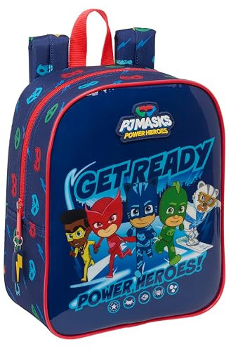 safta PJMASKS Ready Kinderrucksack, Kinderrucksack, Schulrucksack, anpassbar an den Wagen, ideal für Kindergärten, bequem und vielseitig, Qualität und Widerstandsfähigkeit, 22 x 10 x 27 cm,