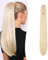 Gairyan 60cm Pferdeschwanz Haarteil Zopf Extensions Lang Glatt Klammer Claw Clip in Ponytail Extensions Synthetik Haare Extensions Gerade Haarteil Haarverlängerung für Frauen (Gebleichtes Blond)