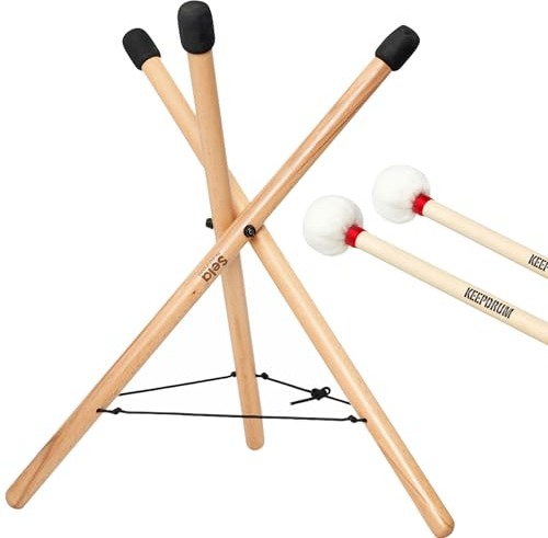 Sela SE 199 Handpan Ständer Medium Percussions Stand Buchenholz + keepdrum Schlägel 1 Paar