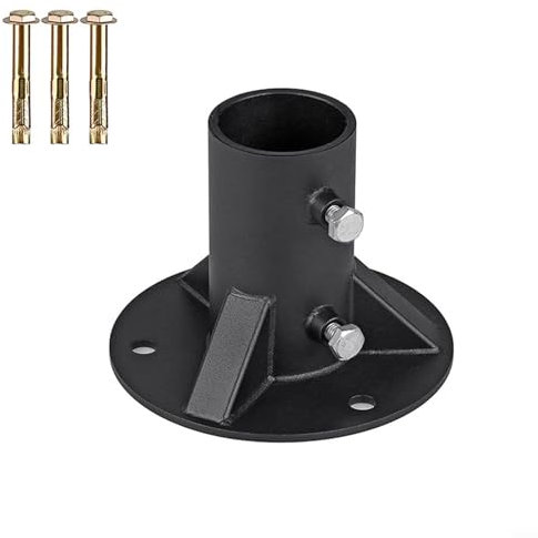 HEBEOT Round Posts Base Bracket Chain Link Fence Metal Railing Floor Flange For 2 Fence Post With Sturdy Round Base Structure