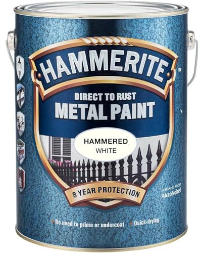 AMK® Hammerite Metal Paint Hammered White 250ml Direct To Rust Quick Drying No Primer Or Undercoat Needed Single Coat