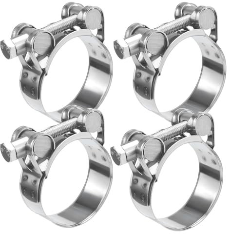Fomiata 2 Stück und 4 Stück Gelenkbolzenschellen Edelstahl Schlauchschellen Spannbereich 26-79mm, Bandbreite 18/20/22/24mm, W4 (40-43mm 4Stück) - Silber