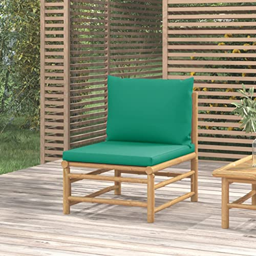 Wenjingqi-362294 Gartensofa aus Bambus mit grünen Kissen