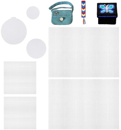 KUYOEJAR Kunststoffgitter – Stramin zum Sticken, 7 Blätter klare weiße Plastic Canvas Sheets für kreative Bastelprojekte