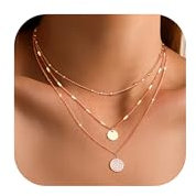 JeweBella 3PCS Collier Femme Or Collier Acier Inoxydable Collier Pendentif Argent Collier Chaîne Serpent Chaine Or Femme Empilable Collier Ras de Cou Femme Réglables Chaine Bijoux Avec Coffret Cadeau