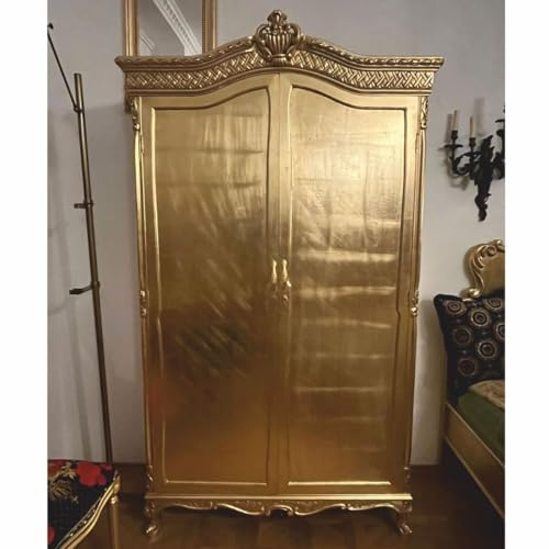 Casa Padrino Barock Schlafzimmer Schrank mit 2 Türen Gold H. 220 cm - Barockstil Schlafzimmer Möbel