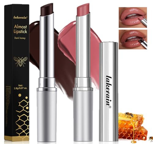 Sitovely 2PCS Schwarzer Honig Lippenstift Getönter Lippenbalsam, Glänzender Jelly Lipstick,Tinted Lip Balm Honey Lipstick, Pflegender Rosa Lippenstift, Lippenpflege Lip Care