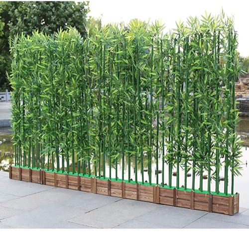 Künstlicher Bambus, künstliche Bambusbäume für den Außenbereich, UV-beständig, wetterbeständig, lebensechter Bambus-Seidenbaum für Bildschirmtrennwände,1.5m-120cmWoodBase
