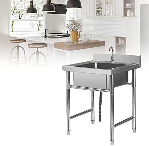 CZAOERXB 1 Fach gewerbliche Küchenspüle 304 Edelstahlspüle Handwaschbecken - Größe 50 * 50 * 80 cm, 60 * 60 * 80 cm