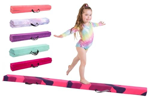 Gymnastikstråle för barn – fantastisk balansutrustning för barn hemma – fuskmocka, högdensitets-EVA-skum – storlekar 210 cm/240 cm/270 cm – flashkort, bärremmar, bärväska och flera färger!