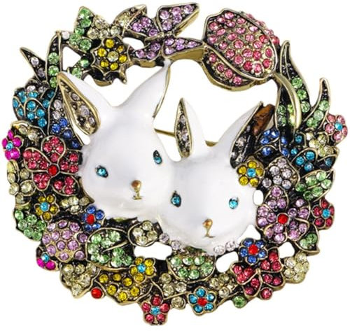 1 Stück Ostern Kranz Brosche Schöne Kaninchen Brosche Emaille Pin Ostern Kostüm Zubehör Für Rucksack Tücher Dekor