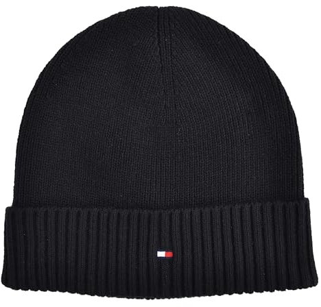 Tommy Hilfiger Strickmütze Mütze Cotton Cashmere Beanie Baumwolle Kaschmir Schwarz One Size