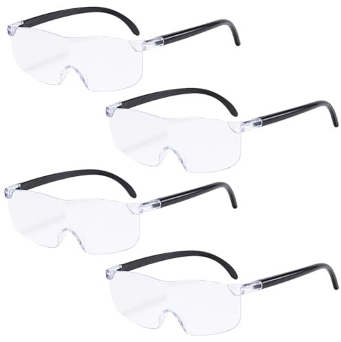 NIEEKRUN 4 Stück 300% VergrößErungsbrille, Lese Lupenbrille Lupenbrille für Brillenträger, Lupenbrille Tragbare Leselupe Lupenbrille Leselupe Antiblaues Licht Leselupe für Nähen Handwerk Lesen